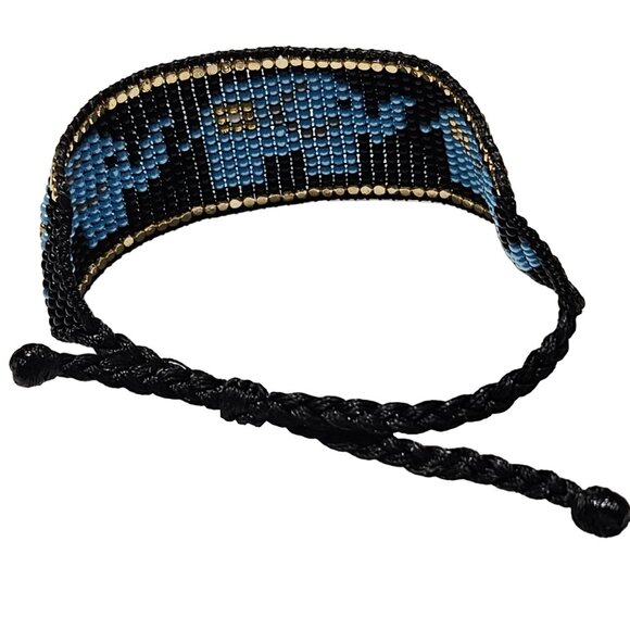 Handcrafted Blue Elephant Beaded Woven Braided Rope Bracelet Cuff Friendship - Picture 3 of 6